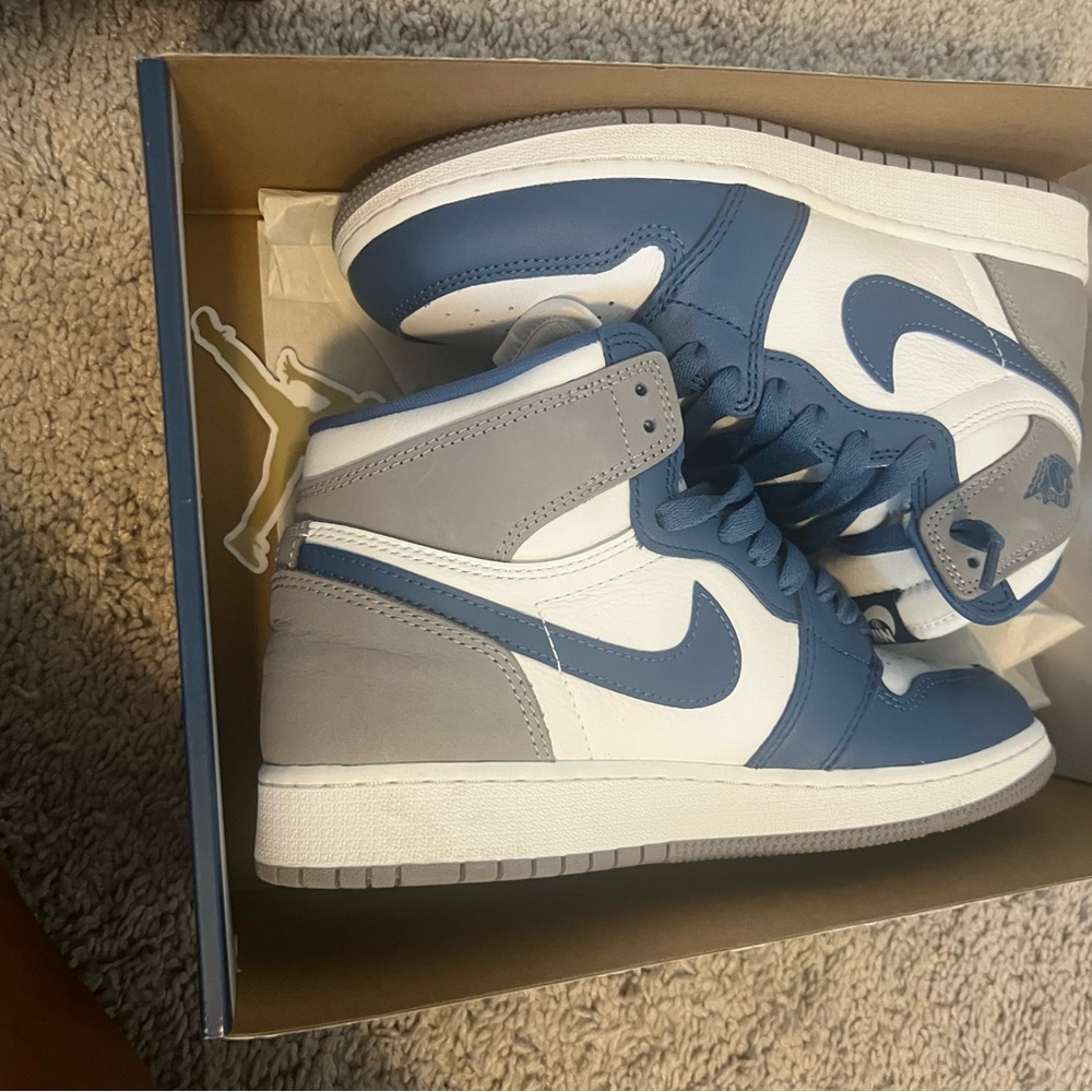 Jordan Blue and Gray High-Top Sneakers